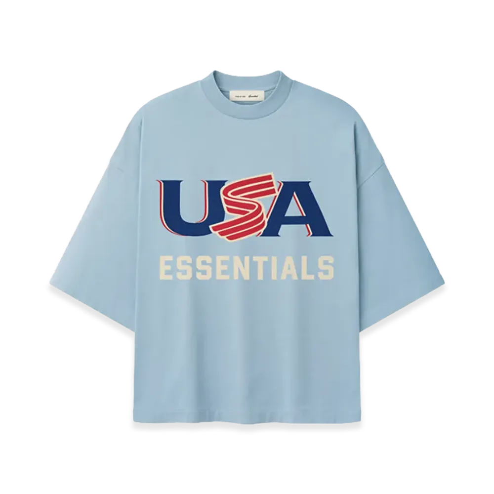 FEAR OF GOD ESSENTIALS USA Baseball Merch Tee "Stone Blue"