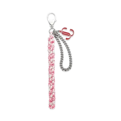 Jimmy Choo Braided Rope Charm Braided Rope Bag Charm "Candy Pink/Red/Silver"