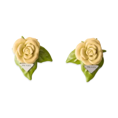 PRADA Enameled Metal Earrings "Yellow"