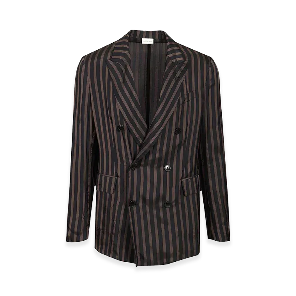 DRIES VAN NOTEN Unstructured Cupro Blazer "Blue"