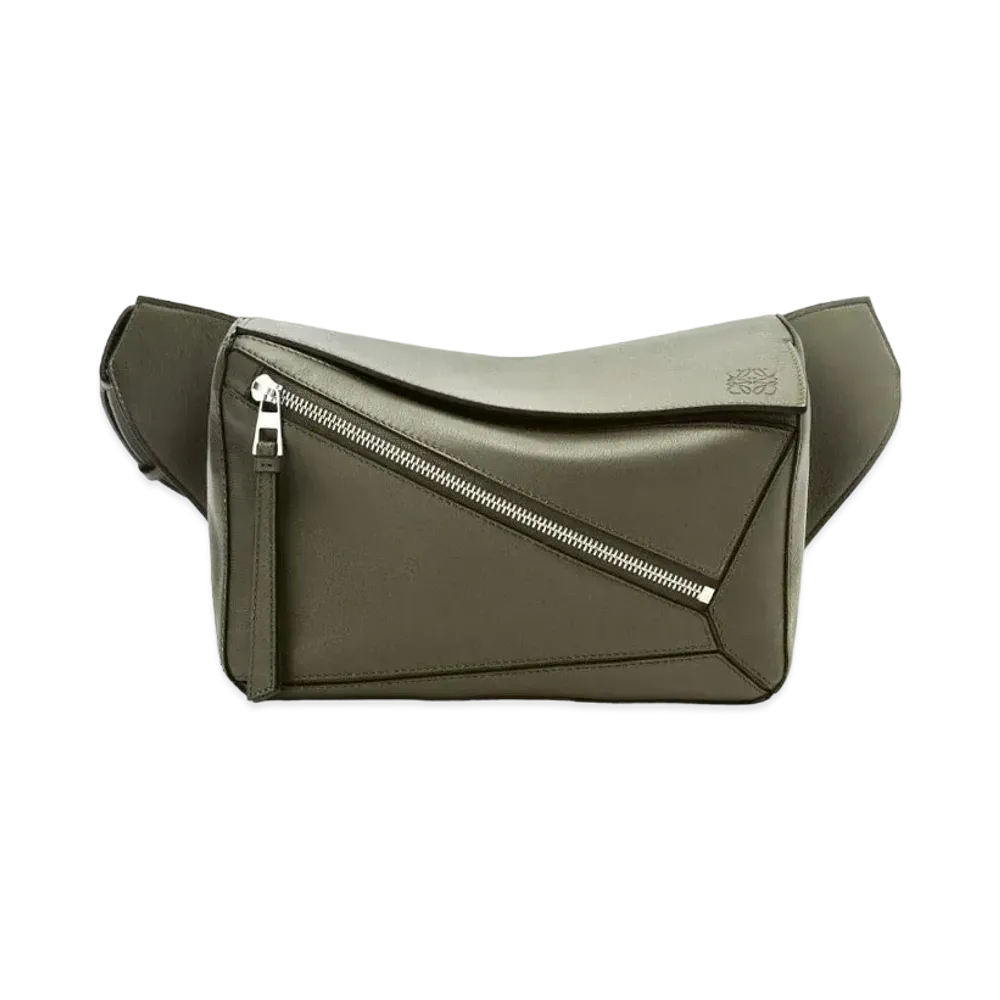 LOEWE Small Puzzle Bumbag In Classic Calfskin "Khaki Green"