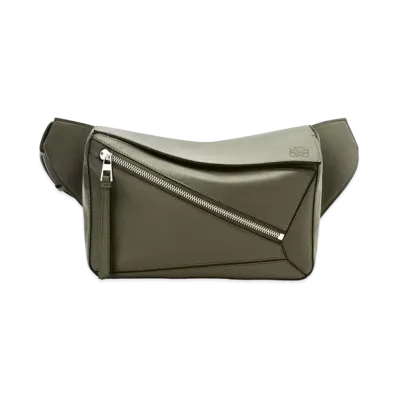 LOEWE Small Puzzle Bumbag In Classic Calfskin "Khaki Green"