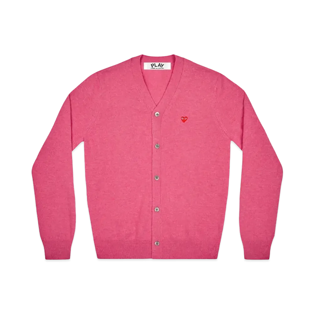 PLAY COMME des GARCONS Unisex V-Neck Cardigan With Small Emblem AX-N080-051 "Pink"