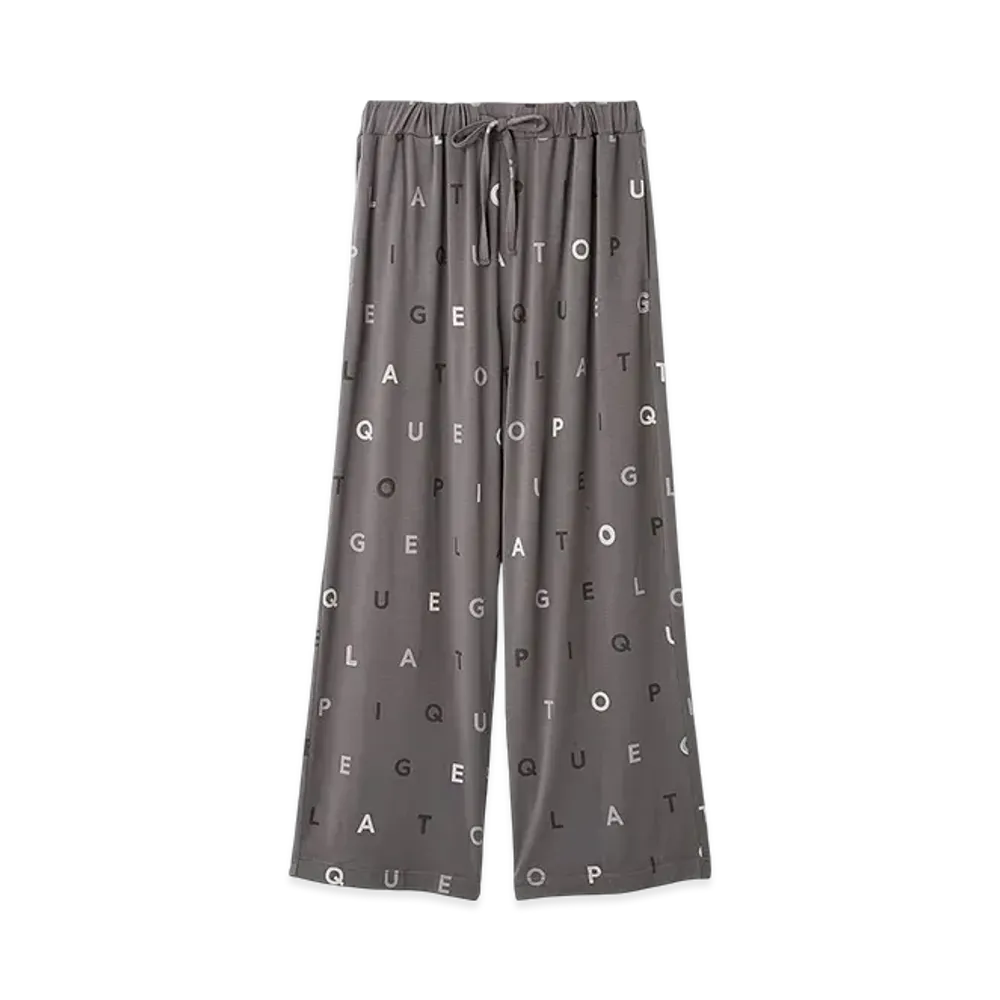 GELATO PIQUE Rayon Logo Pattern Long Pants "Dark Gray"