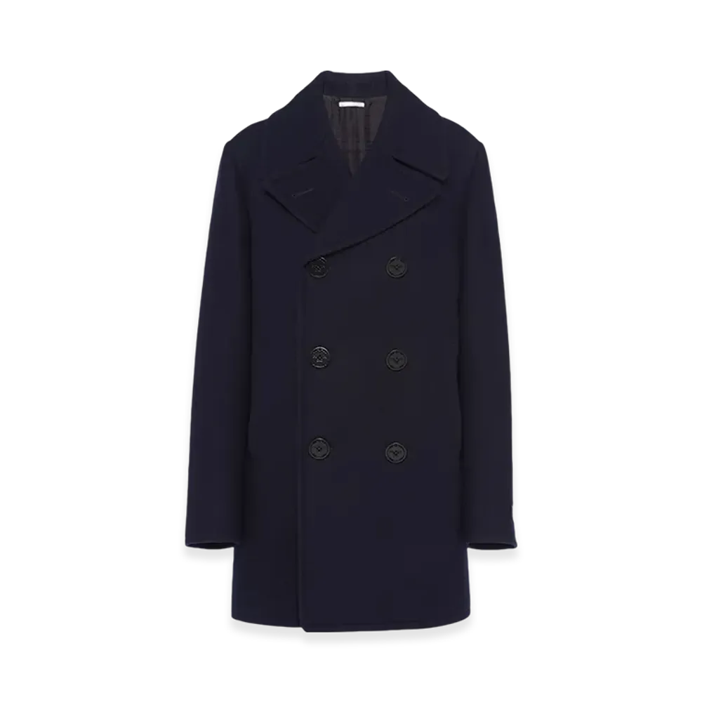 PRADA Women's Double-Breasted Cloth Peacoat "Navy"