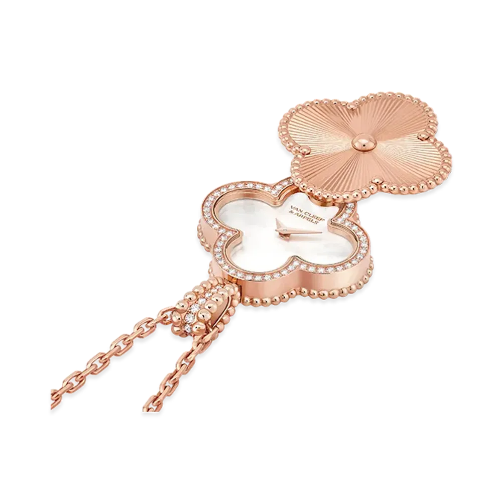 Van Cleef & Arpels Alhambra secret pendant watch "18K Rose gold/Diamond/Mother-of-pearl"