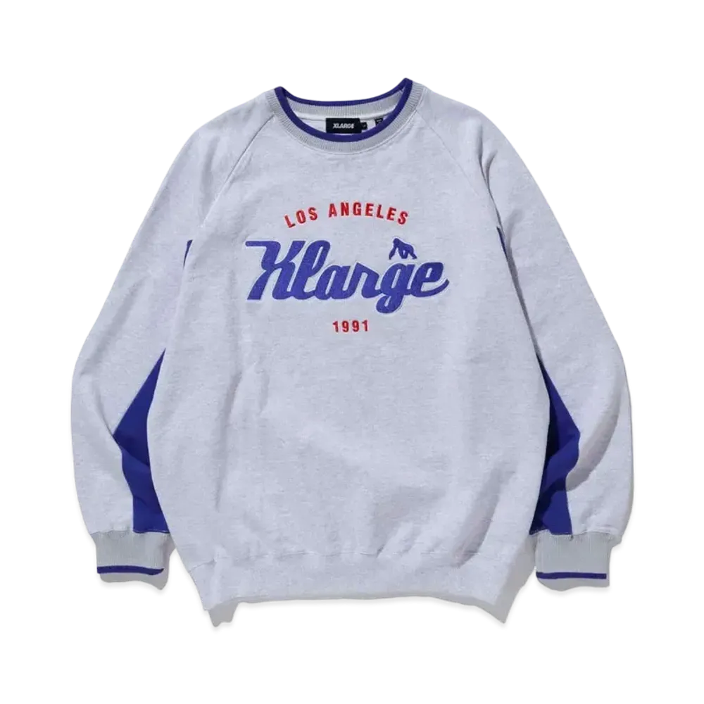 XLARGE TEAM LOGO 2TONE CREWNECK SWEAT "Ash"