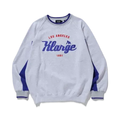 XLARGE TEAM LOGO 2TONE CREWNECK SWEAT "Ash"