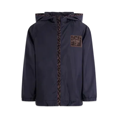 FENDI Kids New Nylon Hooded Windbreaker "Dark Blue"