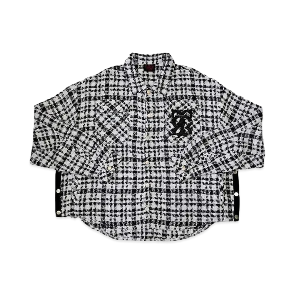 T.C.R BY TOUCHER T.C.R MONOGRAM LOGO TWEED SHIRTS JACKET "BLACK / WHITE"