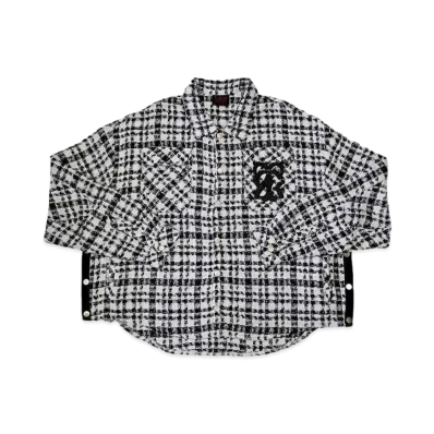 T.C.R BY TOUCHER T.C.R MONOGRAM LOGO TWEED SHIRTS JACKET "BLACK / WHITE"