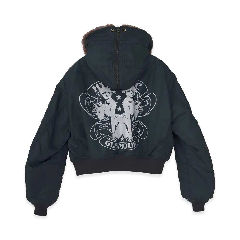 HYSTERIC GLAMOUR Women's Loaded Desire Cropped N-2B Jacket "Grey"