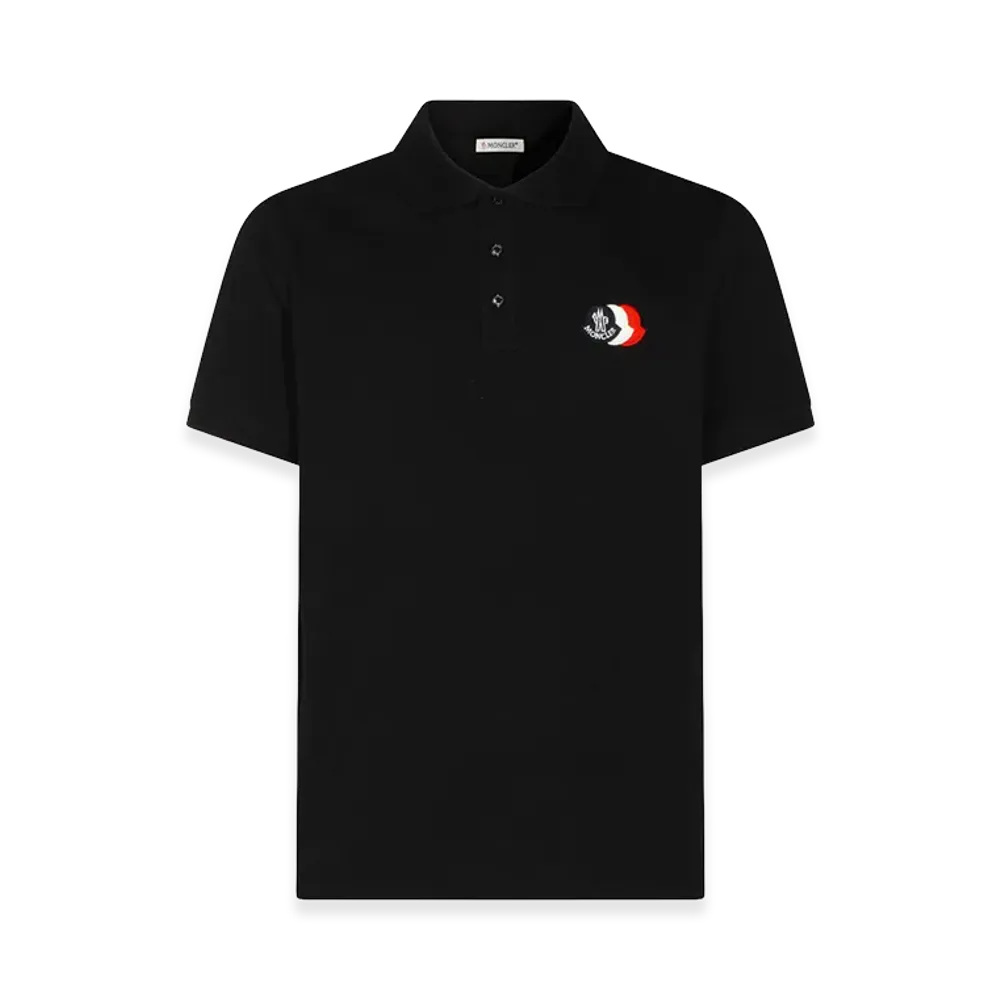 MONCLER Tricolor Logo Patch Polo Shirt "Dark Blue"