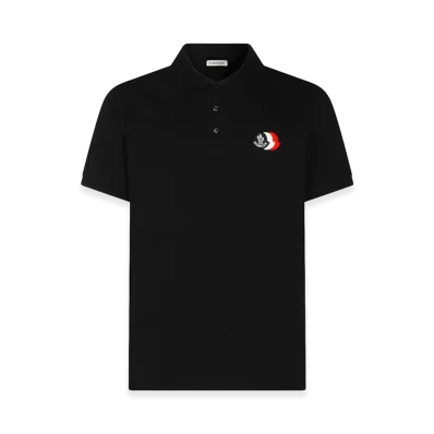 MONCLER Tricolor Logo Patch Polo Shirt "Dark Blue"