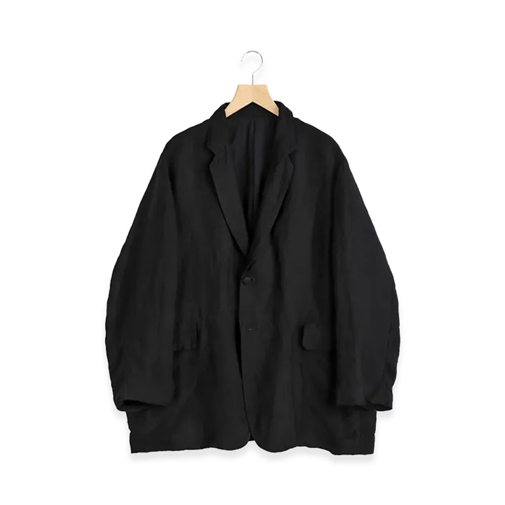COMOLI Linen Satin Frock Coat "Black"