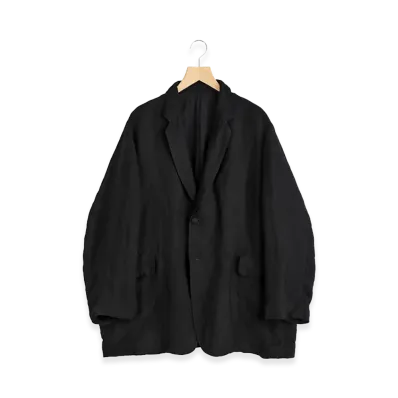 COMOLI Linen Satin Frock Coat "Black"
