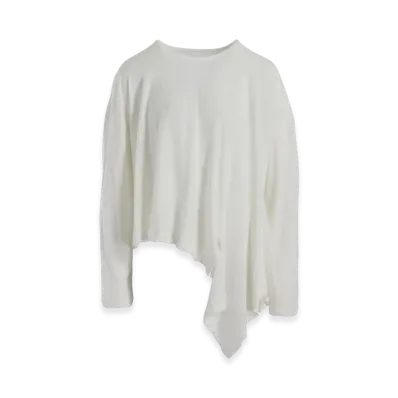Y's Hard-Twisted Jersey Asymmetric Round Neck T "Off White"