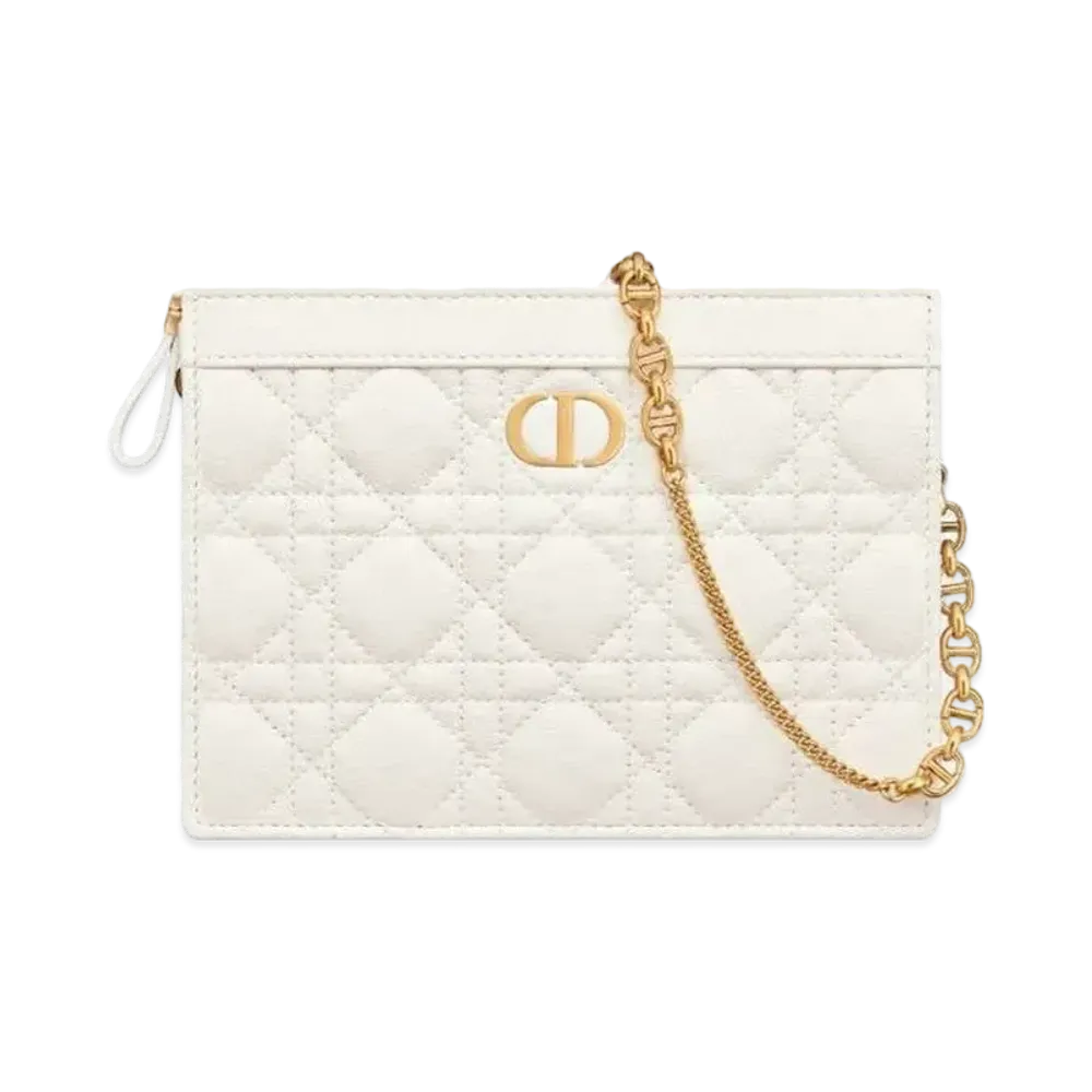 Dior Caro Zipped Pouch Chain Supple Cannage Calfskin "Latte"