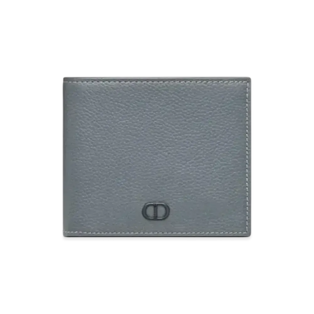 Dior CD Icon Bifold Wallet Grained Calfskin "Deep Gray"
