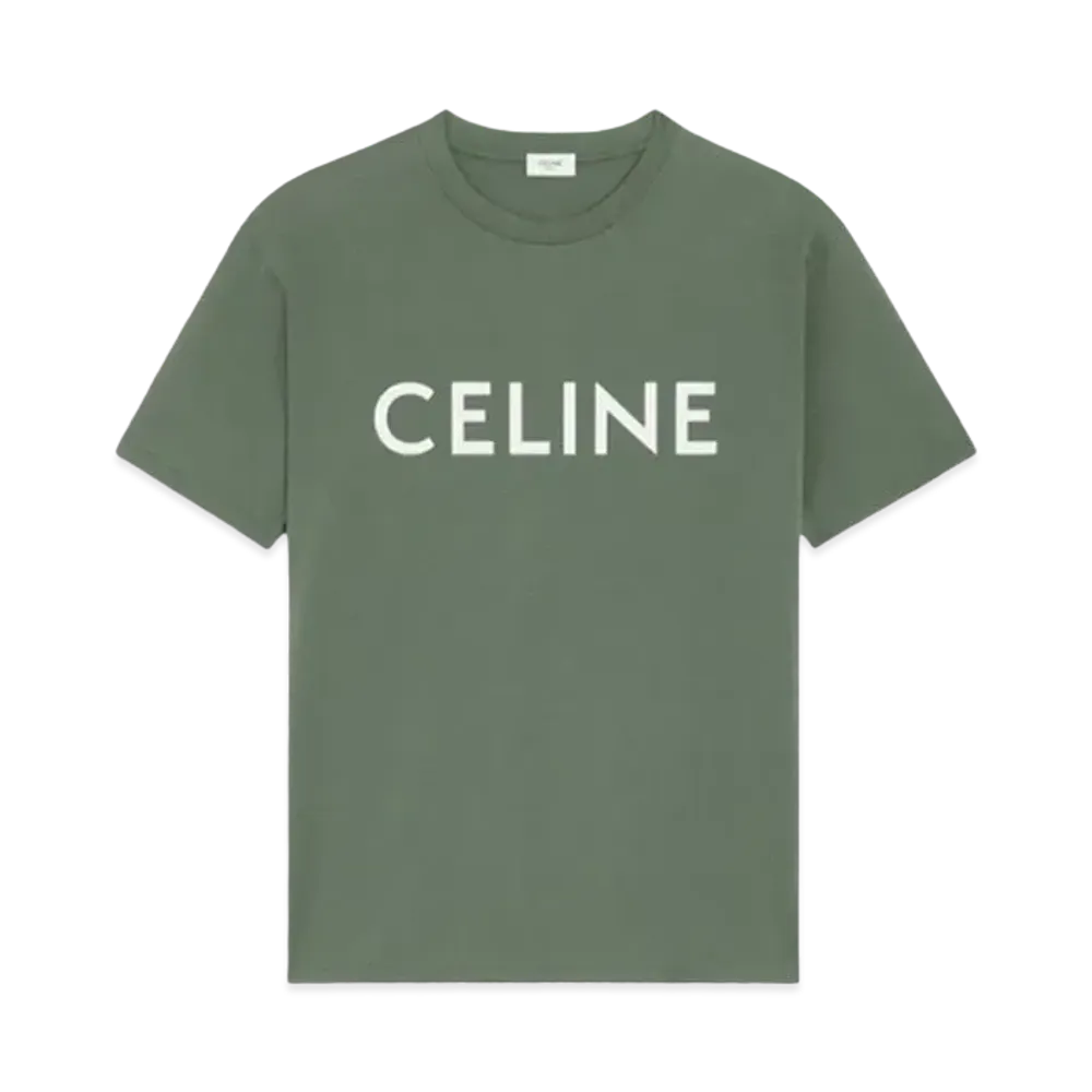 セリーヌ メンズ セリーヌ ルーズ Tシャツ / コットンジャージー "カーキ/オフホワイト" 2X681671Q.02KF