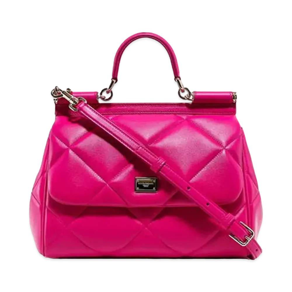 Dolce&Gabbana Sicily Bag Medium Matrasse Aria Calfskin "Fuchsia"