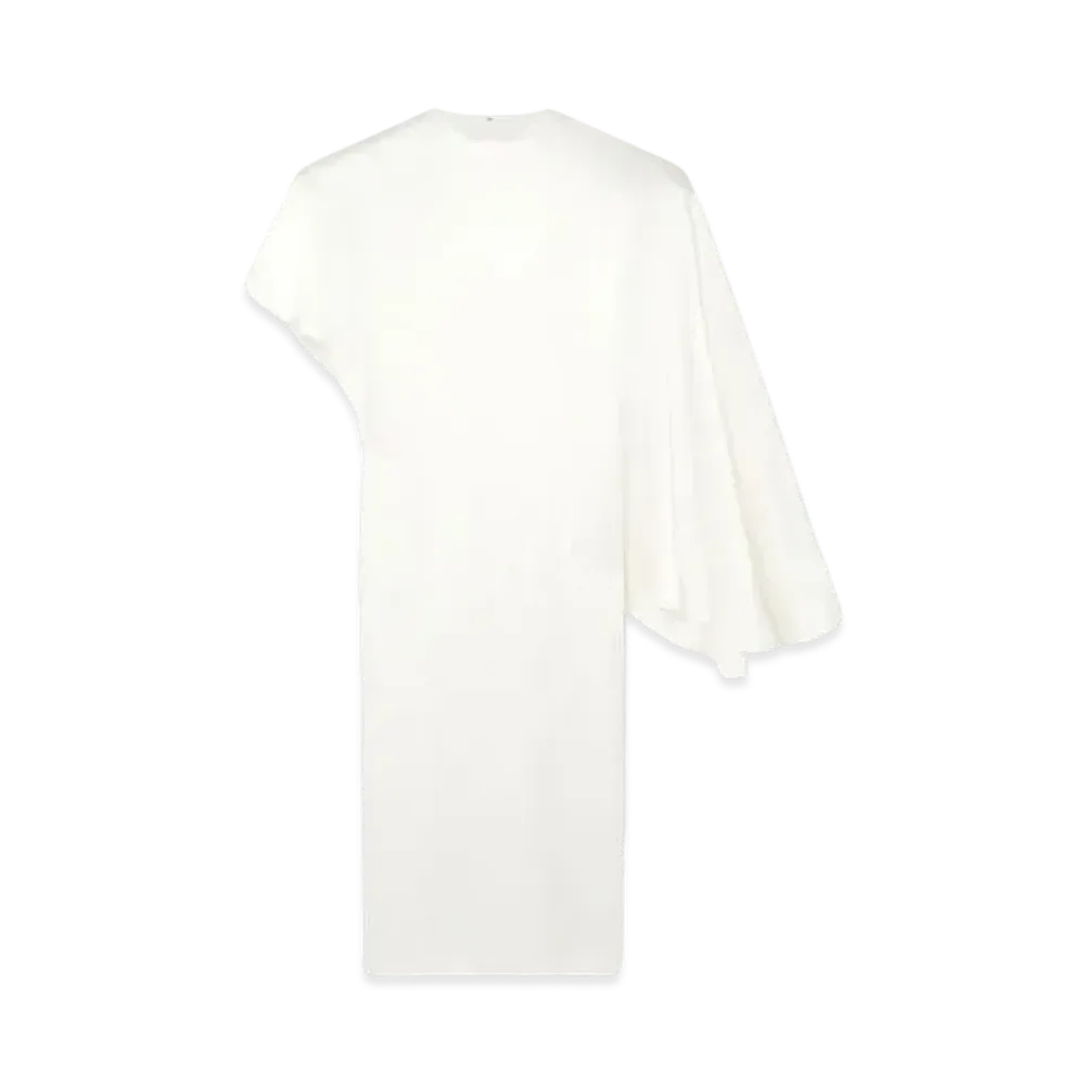 STELLA McCARTNEY Strong Shoulder Asymmetric Midi Dress "Pure White"
