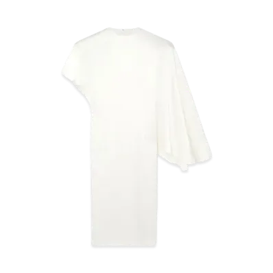 STELLA McCARTNEY Strong Shoulder Asymmetric Midi Dress "Pure White"