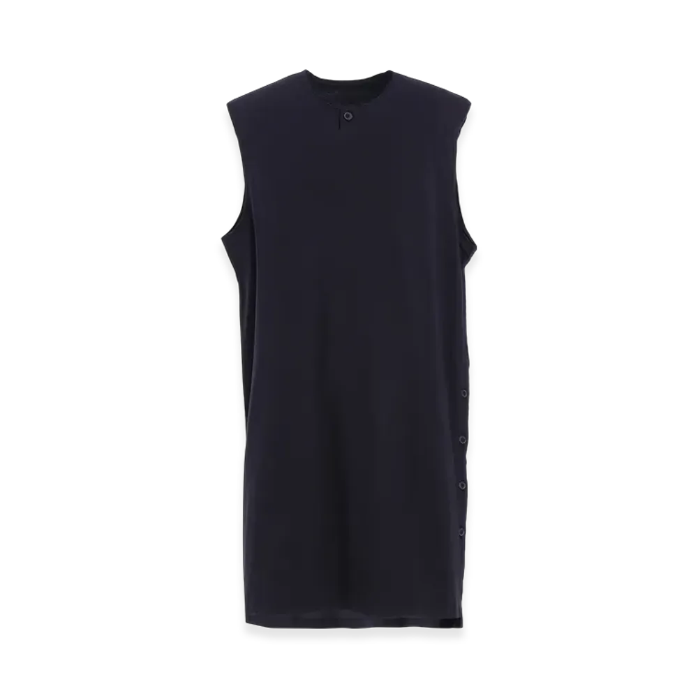 Yohji Yamamoto POUR HOMME Combed Single Jersey Single Button Tank Top "Navy"