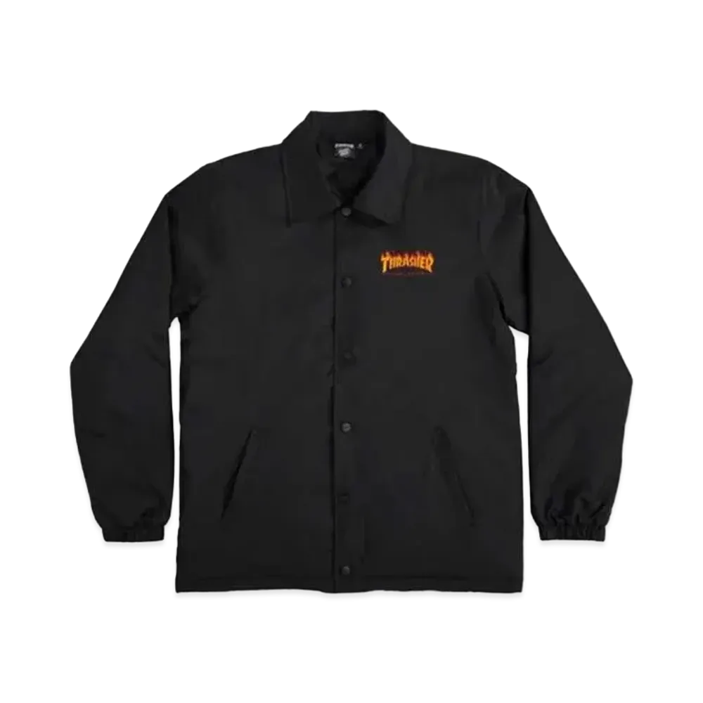 THRASHER x SANTA CRUZ Flame Dot Coach Jacket "Black"