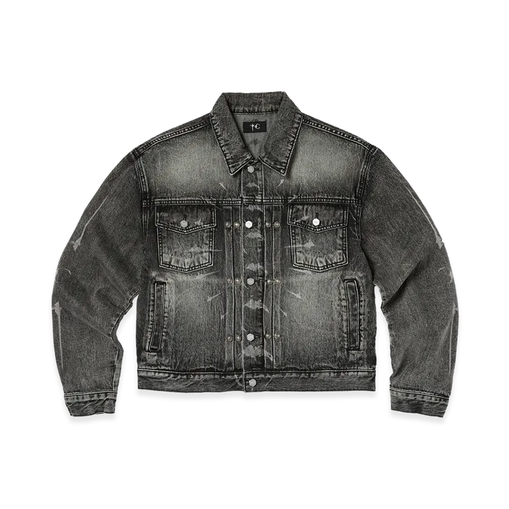 THUG CLUB TC Spine Laser Denim Jacket "Black"