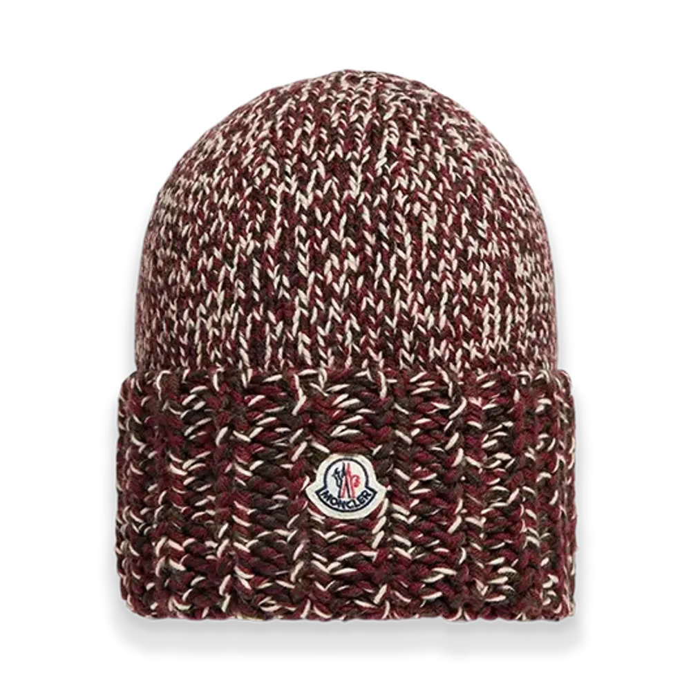 MONCLER Mouline Wool Blend Beanie "Burgundy"