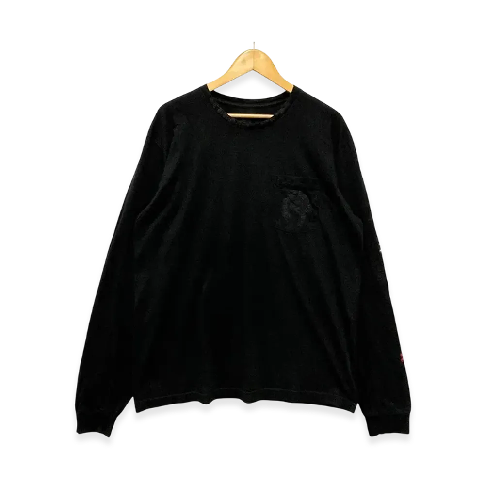 Chrome Hearts Neck Logo Sleeve Gradient Logo Horseshoe Print L/S Tee "Black"