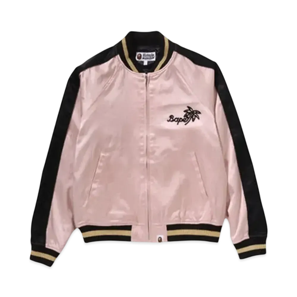 A BATHING APE Neon Ape Head Souvenir Jacket "Pink"
