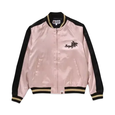A BATHING APE Neon Ape Head Souvenir Jacket "Pink"