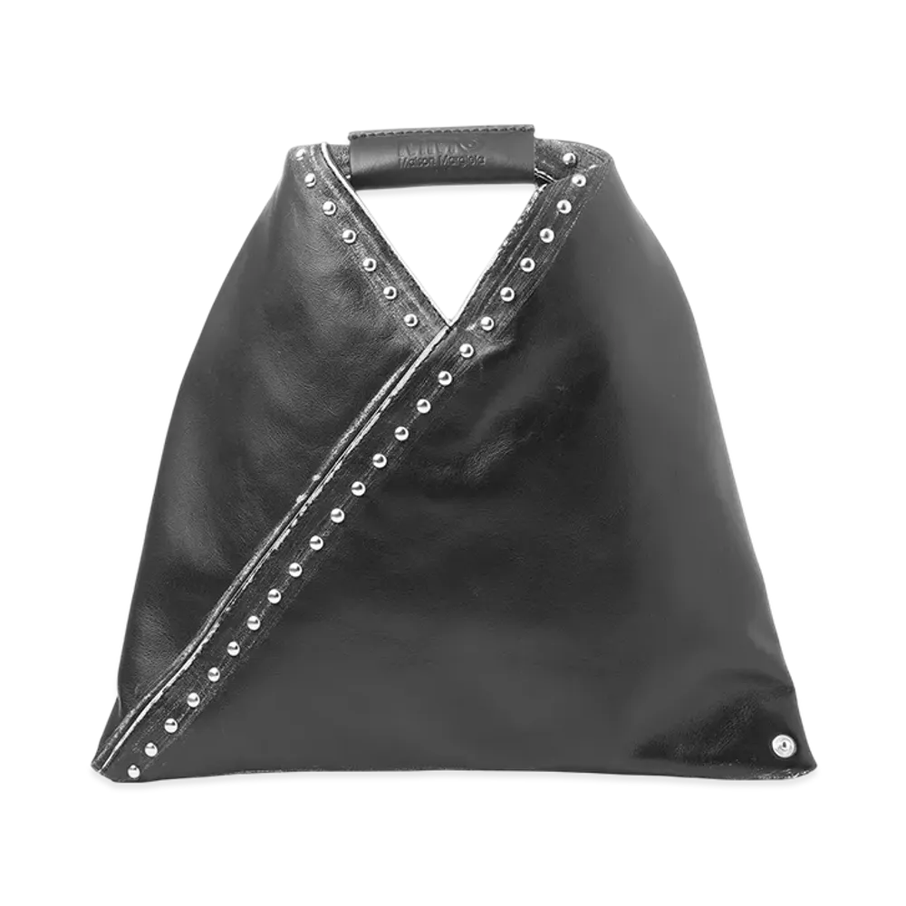 MM6 Maison Margiela Japanese Handbag Studs & Damaged Calf Leather "Black"