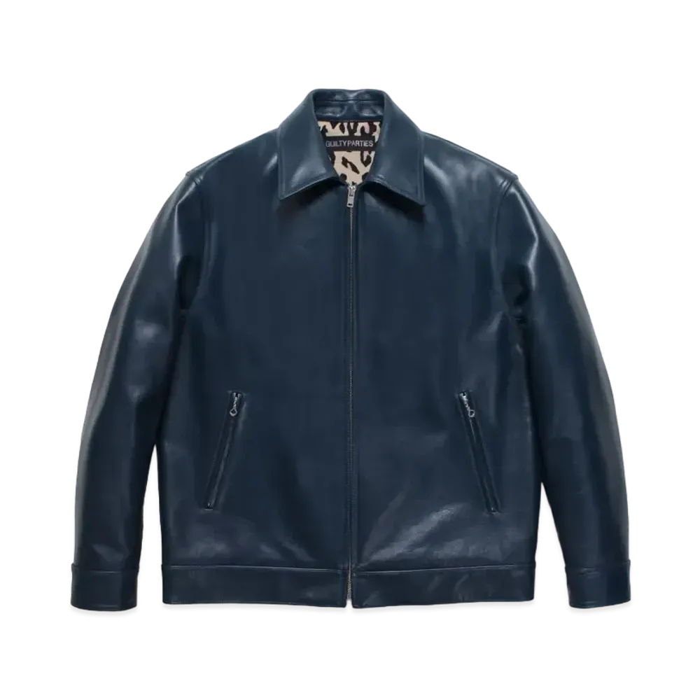 WACKO MARIA LEATHER SINGLE RIDERS JACKET "Blue"