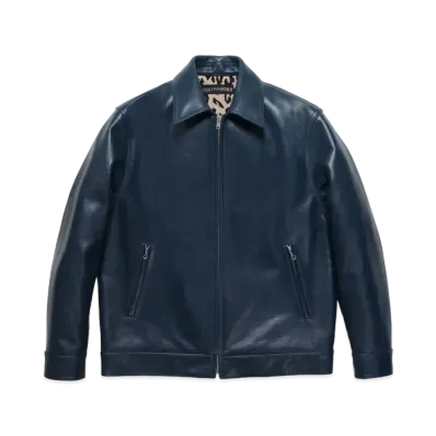 WACKO MARIA LEATHER SINGLE RIDERS JACKET "Blue"