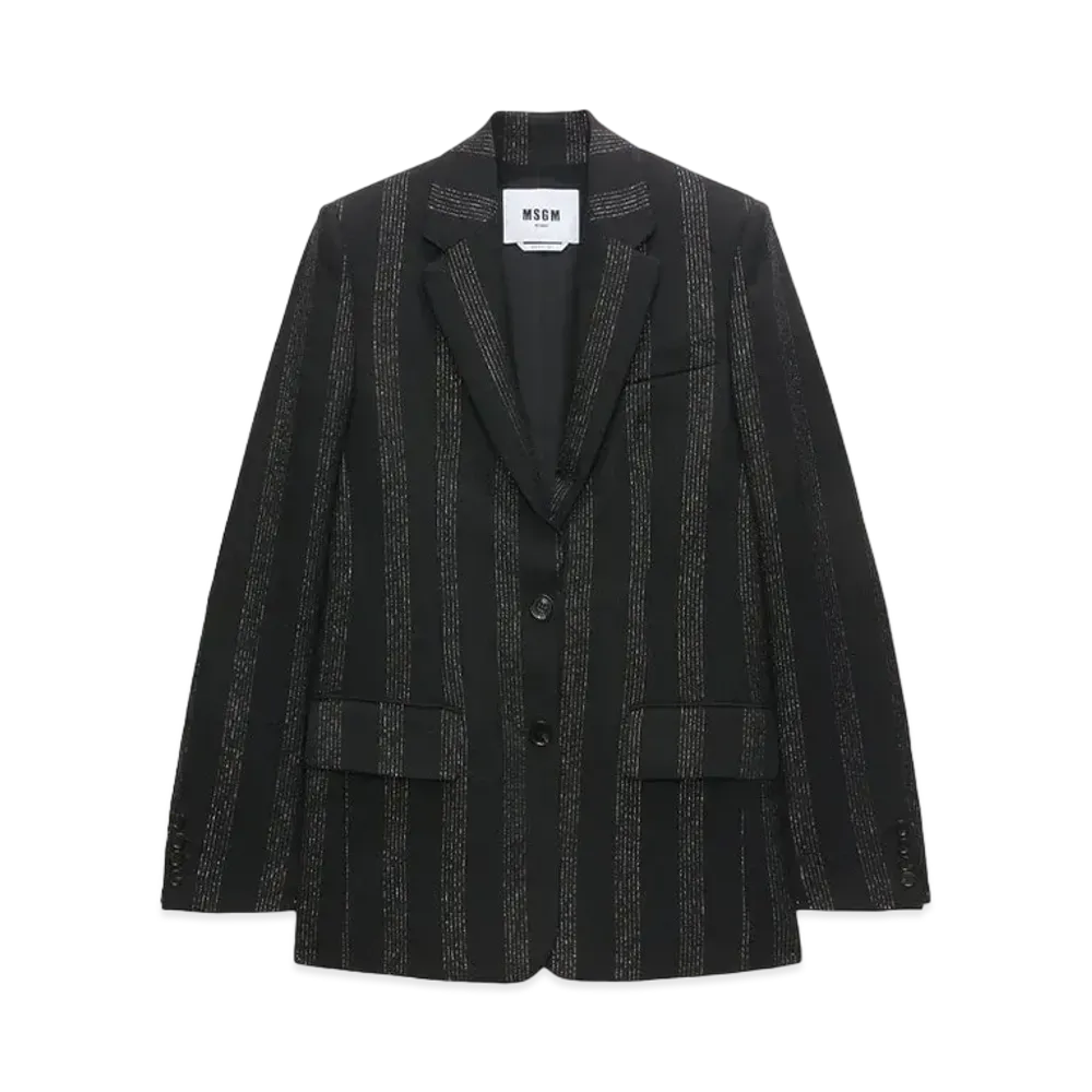 MSGM Lurex Pinstripe Tailored Jacket "Black"