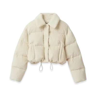 MIU MIU Women's Cropped Nylon Down Jacket "Vanilla"