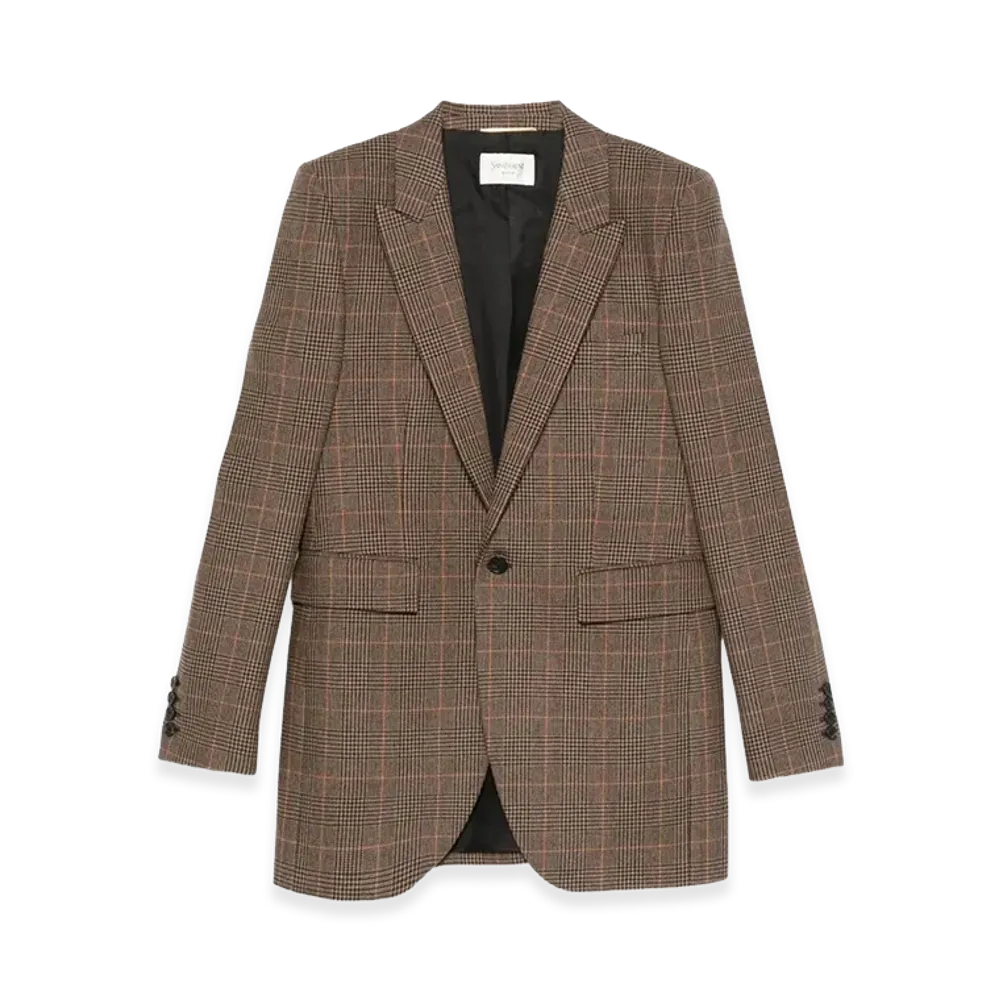 Saint Laurent Women's Simple Button Jacket "Brown"
