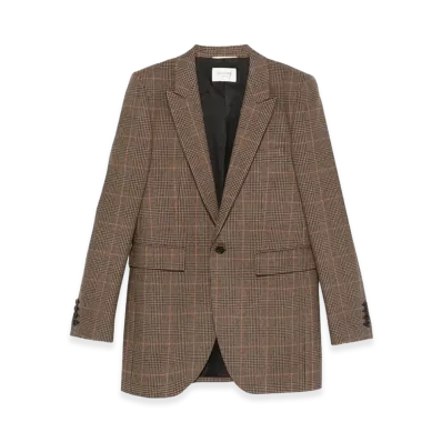 Saint Laurent Women's Simple Button Jacket "Brown"