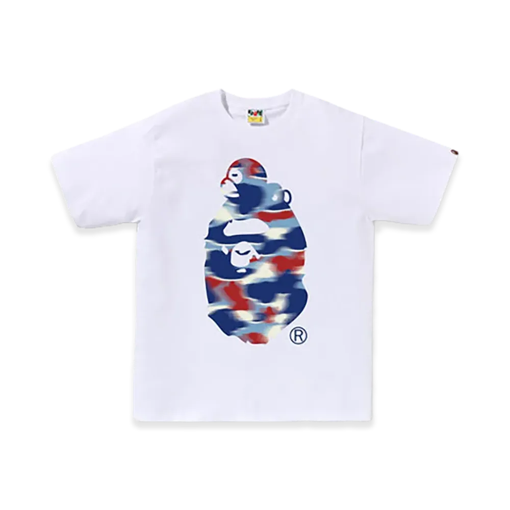 A BATHING APE Screen Camo Milo On Big Ape Tee "White/Blue"