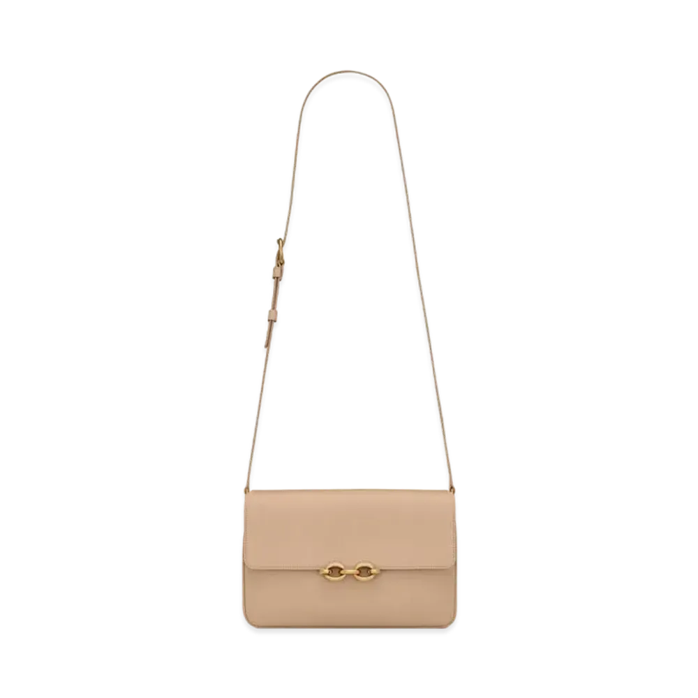 Saint Laurent Le Maillon Satchel In Smooth Leather "Dark Beige"
