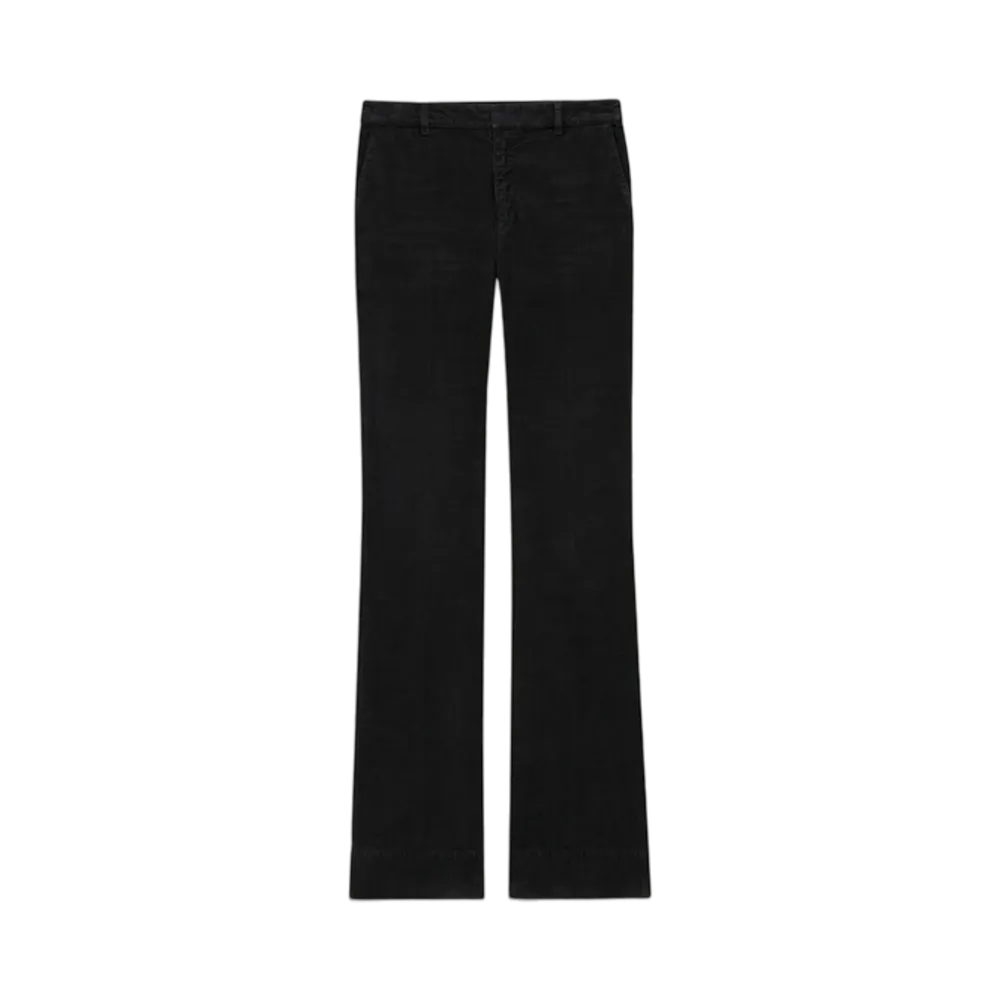 Saint Laurent Women's Bootcut Pants in Corduroy "Black"