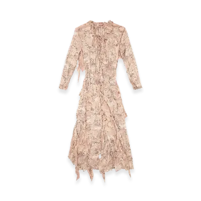Diesel D-Azzling-R1 Ruffled Maxi Dress In Camo Chiffon "Face Powder"