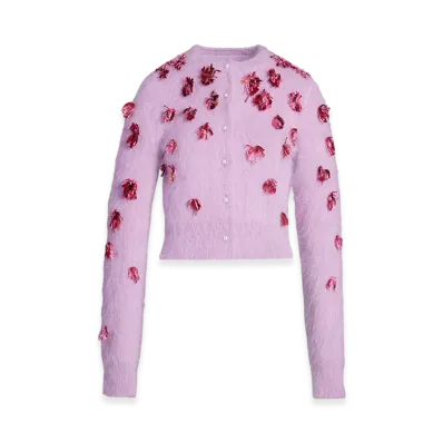 Maison Margiela Women's Flower Knit Cardigan "Acid Lavander"