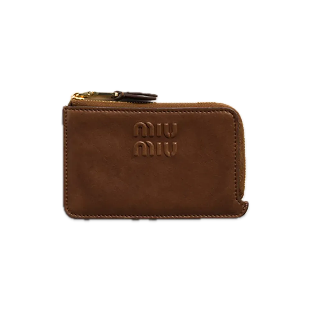 MIU MIU Nappa Leather Envelope Card Holder "Brown"