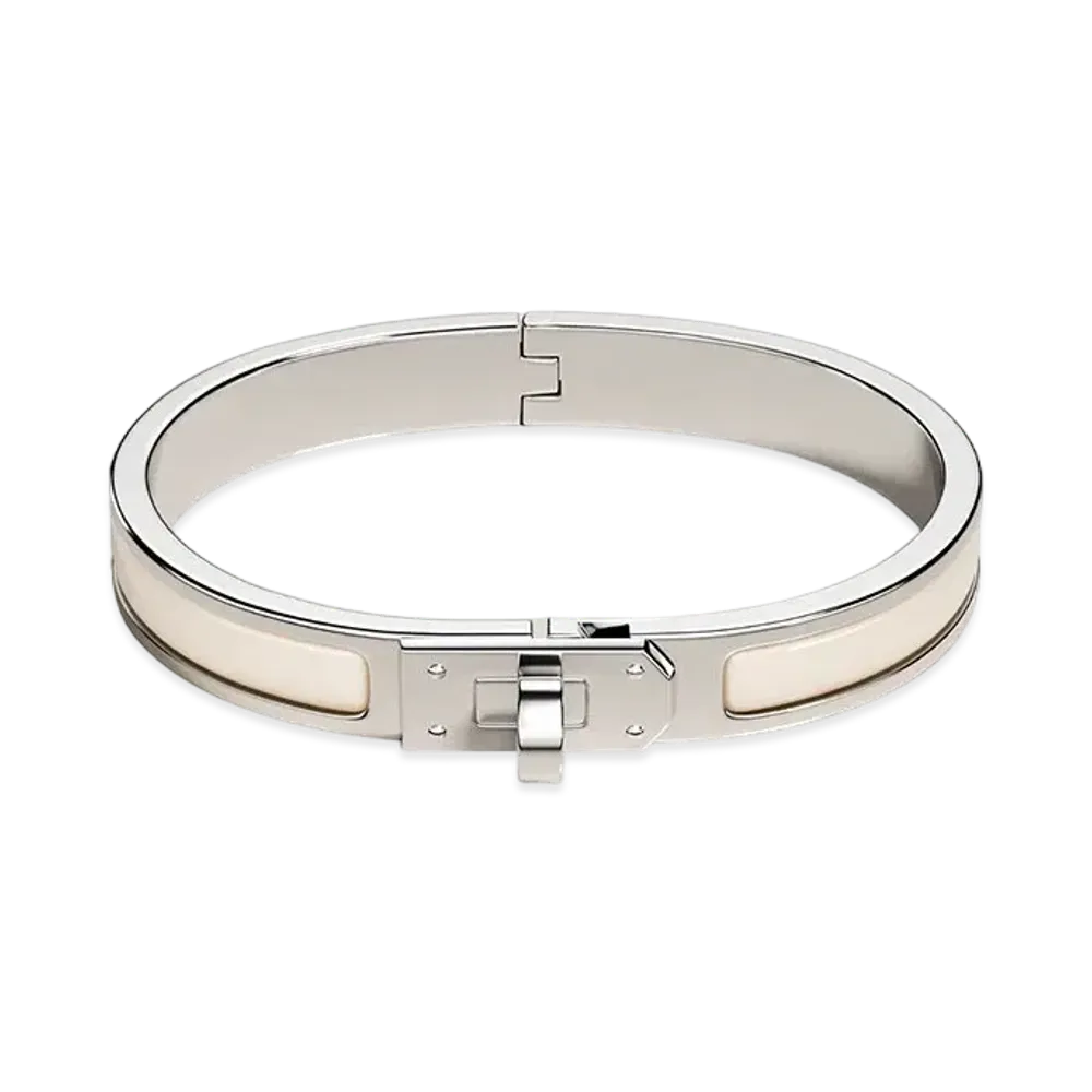 Hermes Mini Clic Kelly Bracelet "Creme/Palladium"