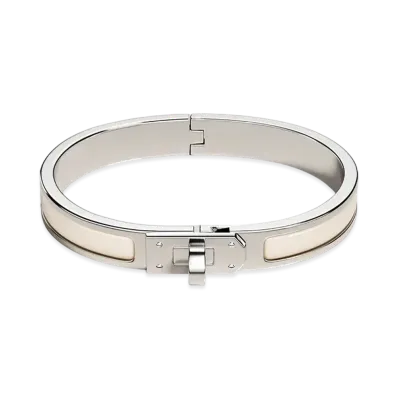 Hermes Mini Clic Kelly Bracelet "Creme/Palladium"