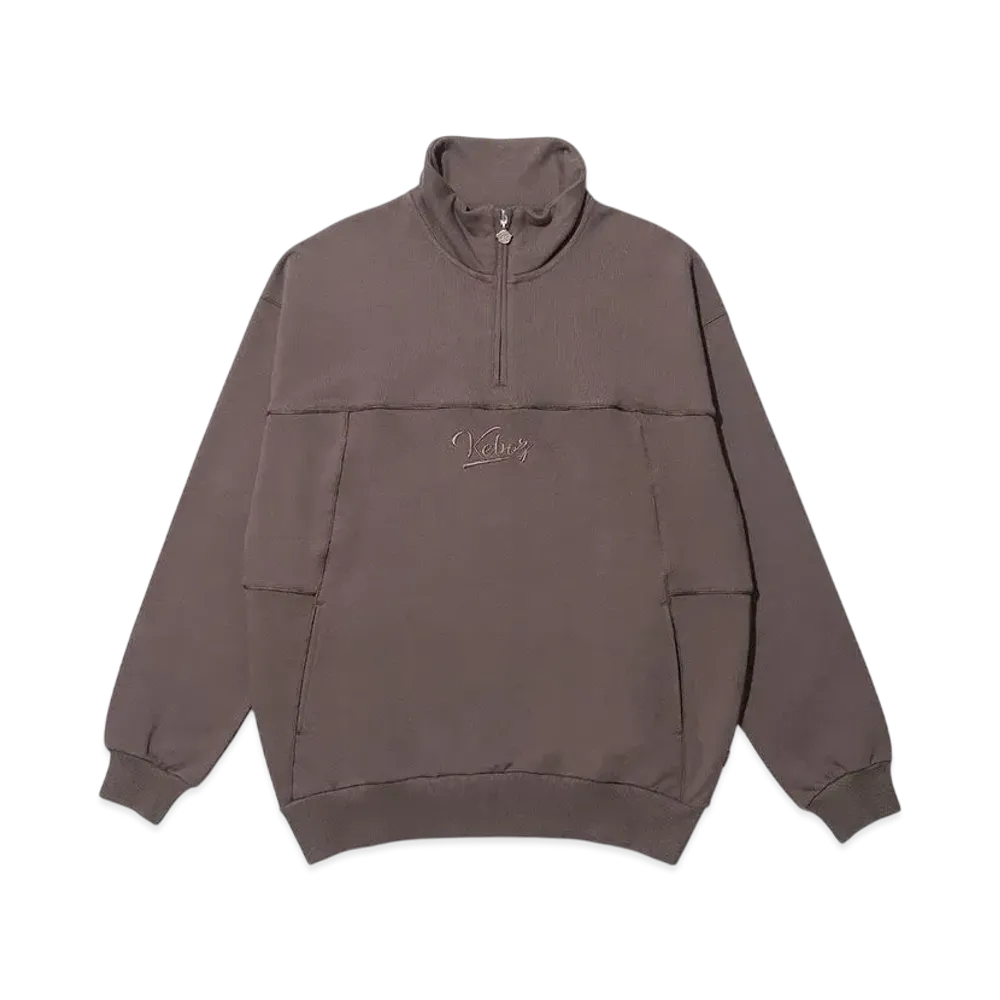 KEBOZ Piping Half Zip Sweat Pullover "Walnut"
